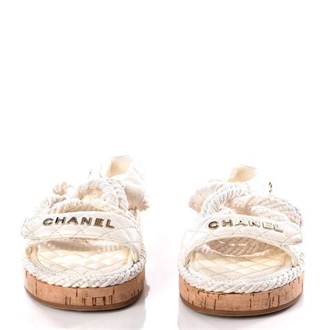 chanel cord and lambskin sandals white|ballerines style Chanel.